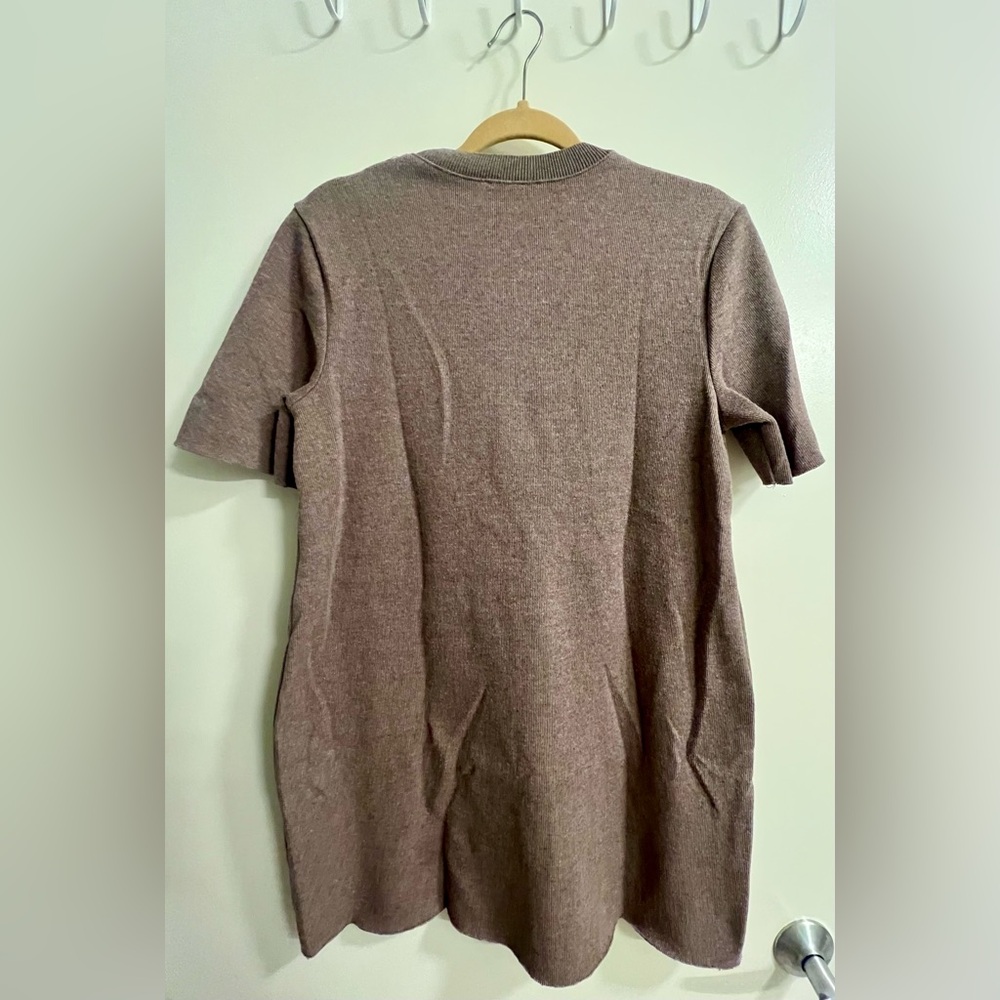 Zara | Women’s Heathered Brown Short Sleeve Knit Dress - Picture 5 of 9